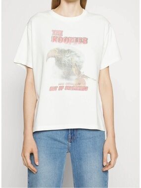 The Kooples Women’s Out of Standards Eagle Print T-shirt Ecru White Size L